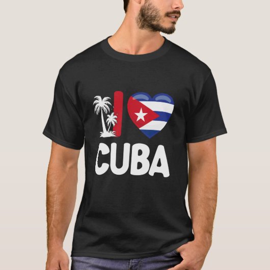 キューバ国旗ハートが好き Tシャツ (正面)