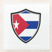 キューバ国旗 ガラスコースター (正面)