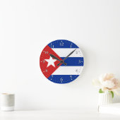 キューバ国旗 ラウンド壁時計 (ホーム)