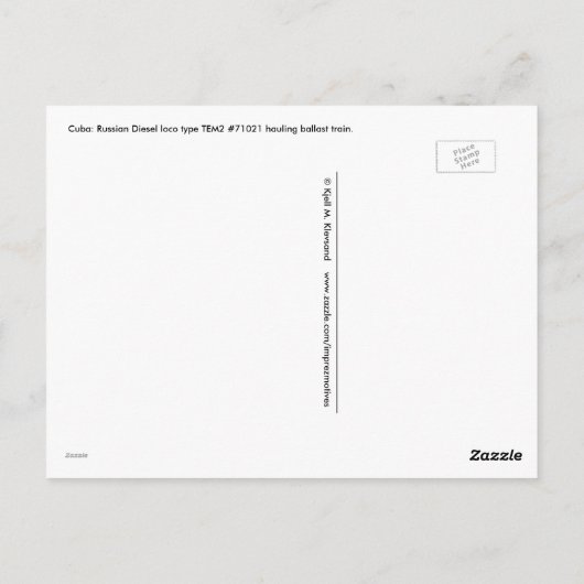 キューバ気動車ロシアの車 ポストカード (裏面)