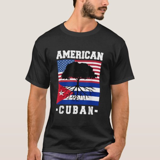 キューバ米国国旗キューバ米国ルーツクバノ Tシャツ (正面)