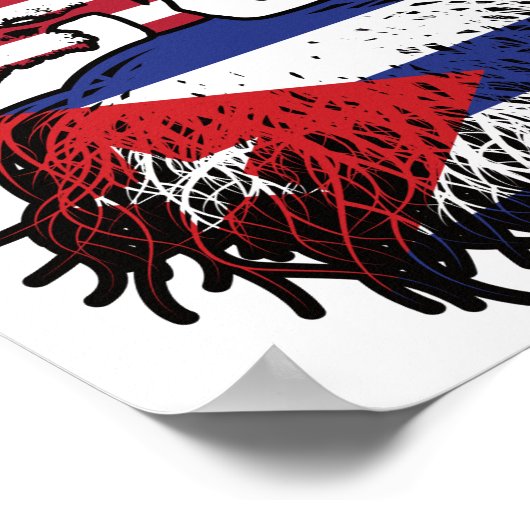 キューバ系アメリカ合衆国ツリールーツ国旗 ポスター (角)