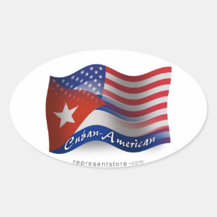 キューバ系アメリカ国旗 楕円形シール