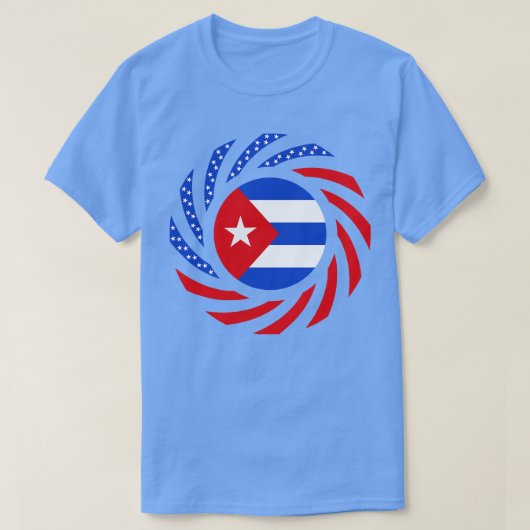 キューバ系アメリカ多国籍愛国国旗 Tシャツ (デザイン正面)