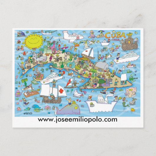 キューバ製はがき， www.joseemiliopolo.com ポストカード (正面)