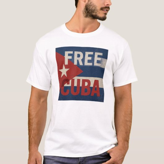 キューバ解放 くたびれた旗 アクティビストTシャツ Tシャツ (正面)