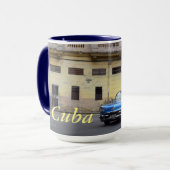 キューバ青いキャデラックのコンバーチブル マグカップ (正面左)