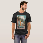 キューバ イラスト 旅行 アート ヴィンテージ Tシャツ (正面フル)