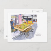 キューバ，オールドハバナの果物売り ポストカード (正面/裏面)