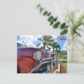 キューバ, クラシック レッド カー ポストカード (スタンド正面)