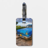 キューバ，トリニダードの古いアメリカのクラシック車 ラゲッジタグ (裏面縦)