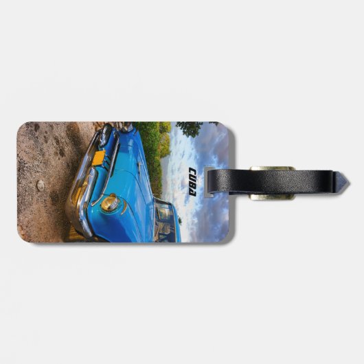 キューバ，トリニダードの古いアメリカのクラシック車 ラゲッジタグ (裏面横)