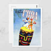 キューバ、ドラム上の踊りカップル、ヴィンテージ旅行 ポストカード (正面/裏面)