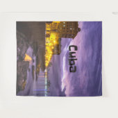 キューバ ハバナの海岸 都市の夜景 タペストリー (正面(横))