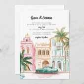 キューバ ハバナ ヴィンテージ ウェディング インビテーション (正面/裏面)