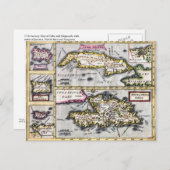 キューバ・ヒスパニオーラアンティーク地図はがき ポストカード (正面/裏面)