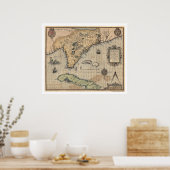 キューバ・フロリダの地図1591 ポスター (キッチン)