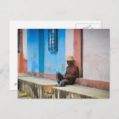 キューバ - ポーチの男 ポストカード (正面/裏面)