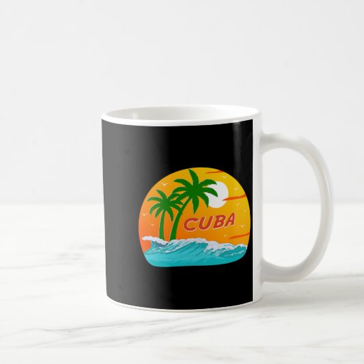 キューバ ヤシの木 カリブ海のビーチ 日没 日の出 コーヒーマグカップ (右)