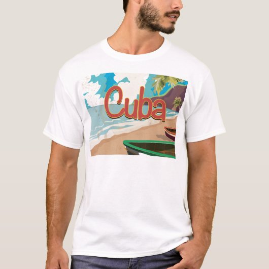 キューバ・ヴィンテージ旅行ポスター Tシャツ (正面)