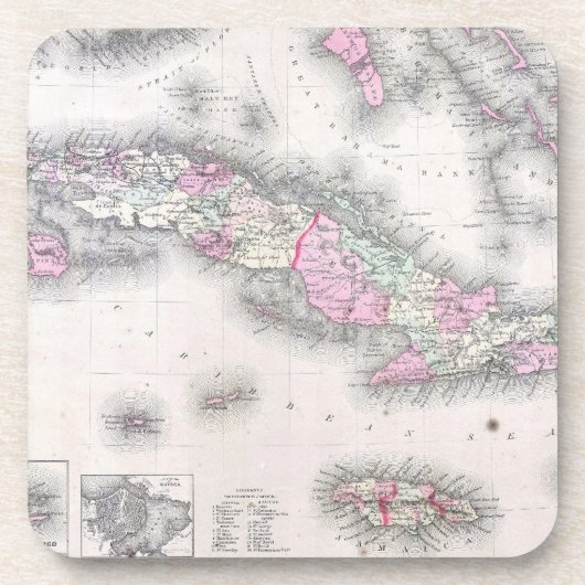 キューバ(1861年)のヴィンテージの地図 コースター (正面)