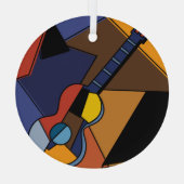 キュービストのギター絵を描シュルレアリズム。 ガラスオーナメント (裏面)