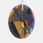 キュービストのギター絵を描シュルレアリズム。 ガラスオーナメント (正面右)