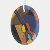 キュービストのギター絵を描シュルレアリズム。 ガラスオーナメント (正面左)