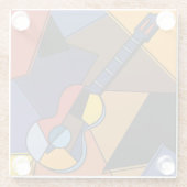 キュービストのギター絵を描シュルレアリズム。 ガラスコースター (裏面)