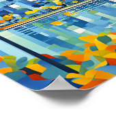 キュービストのスカイラインが水面に反射 ポスター (角)