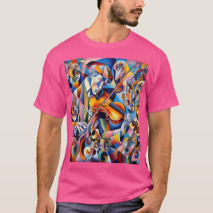 キュービストのメロディ:バイオリニストのカラフル表現 Tシャツ