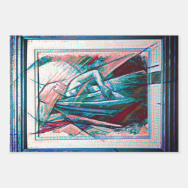 キュービストアールデコベリーダンサーinパープル&ブルー ラッピングペーパーシート