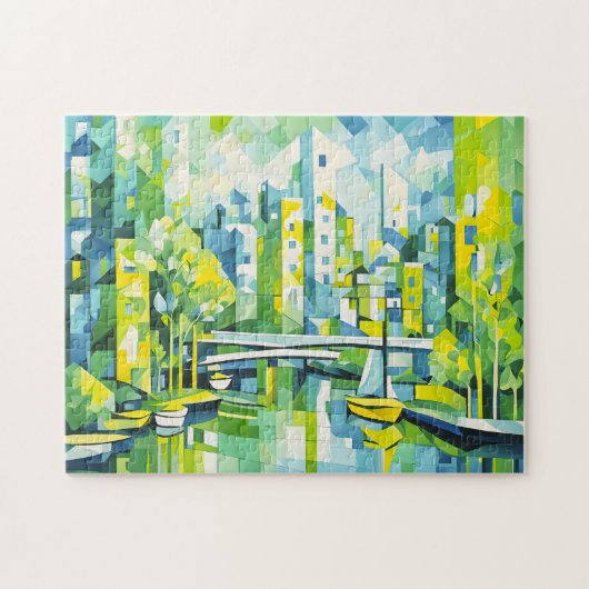 キュービストグリーンシティとブリッジ ジグソーパズル (横)