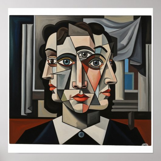 キュービストポートレートアート ポスター (正面)