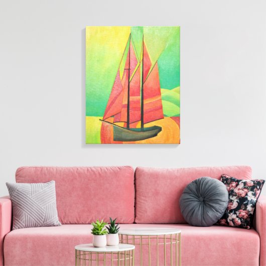 キュービスト抽象芸術セーリングボート幾何学芸術 キャンバスプリント (インサイチュ (リビング))