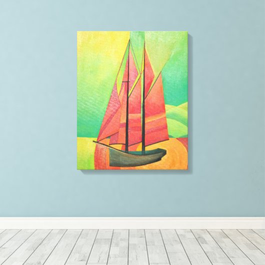キュービスト抽象芸術セーリングボート幾何学芸術 キャンバスプリント (インサイチュ (ウッドフロア))