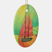 キュービスト抽象芸術セーリングボート幾何学芸術 セラミックオーナメント (右)