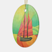 キュービスト抽象芸術セーリングボート幾何学芸術 セラミックオーナメント (左)