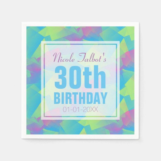 キュービスト抽象芸術パステル30th誕生日紙ナプキンス スタンダードカクテルナプキン (正面)