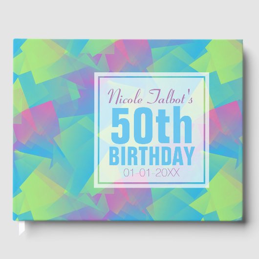 キュービスト抽象芸術パステル50th誕生日ゲストブック ゲストブック (正面)
