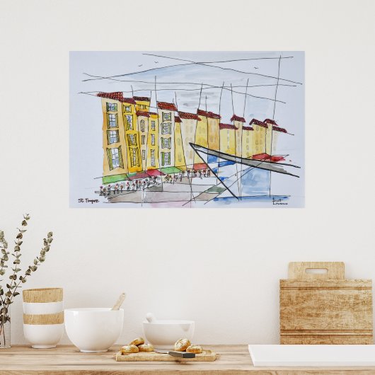 キュービスト抽象芸術 |リビエラフランスの・サン・トロペ ポスター (キッチン)