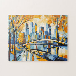 キュービスト秋橋の街並み ジグソーパズル