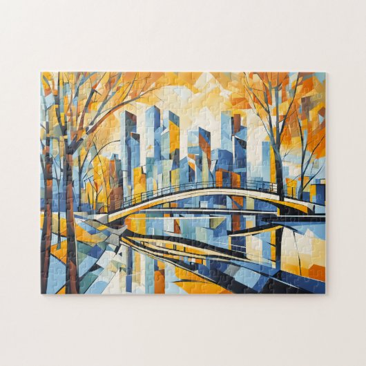 キュービスト秋橋の街並み ジグソーパズル (横)
