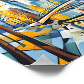 キュービスト秋橋の街並み ポスター (角)