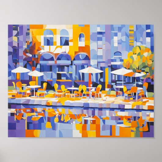 キュービスト通りカフェとアーチ ポスター (正面)