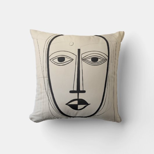キュービスト顔アート装飾用クッション-抽象デザイン クッション (正面)
