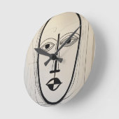 キュービスト顔アート – 抽象デザイン ラウンド壁時計 (傾斜)