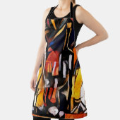 キュービズムのワインテーマ:ボトル&ブドウ エプロン (インサイチュ)