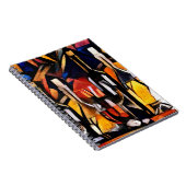 キュービズムのワインテーマ:ボトル&ブドウ ノートブック (右側)