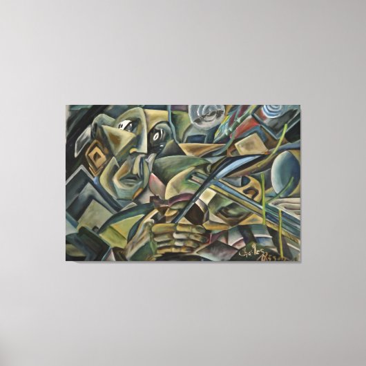 キュービズムの油彩画フィドラー キャンバスプリント (正面)